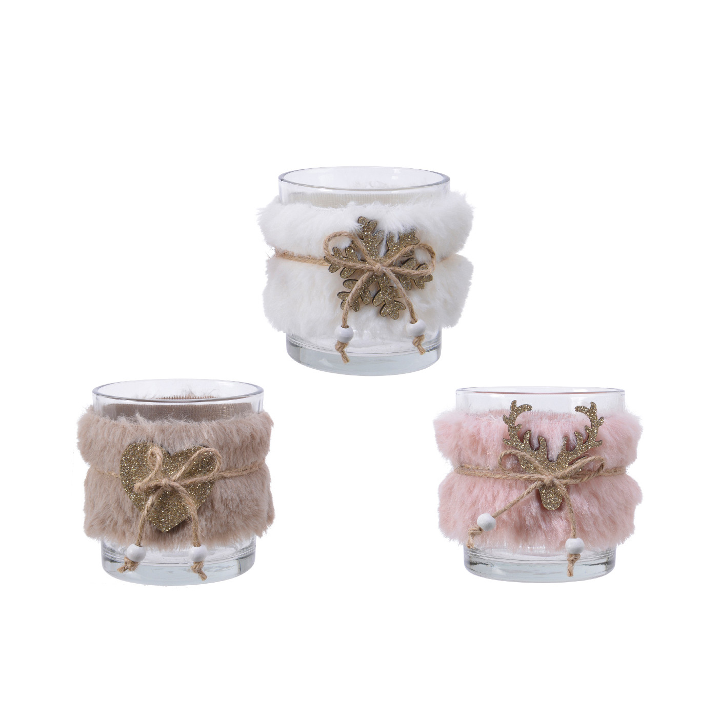 Comprar Portavelas cristal decorado con tela y figura Barcelona