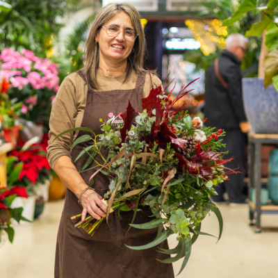 Comprar Ramo navideño flor de algodón Barcelona