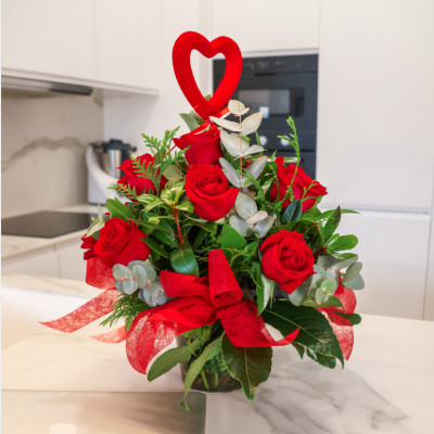 Comprar Gerro de vidre amb 10 rosas Barcelona