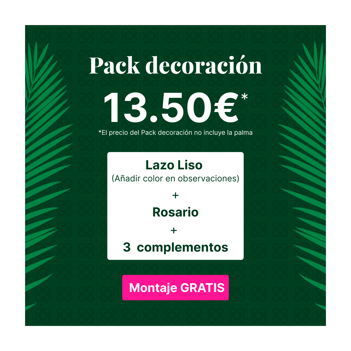 Comprar Pack decoración palma pequeña Barcelona