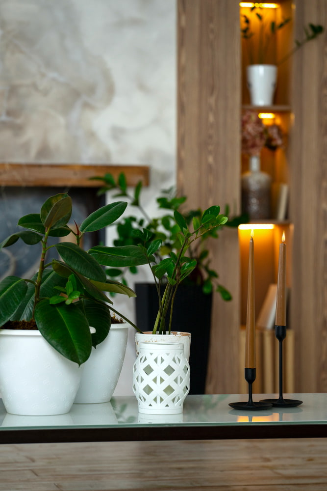hogar con plantas de plastico plantas artificiales