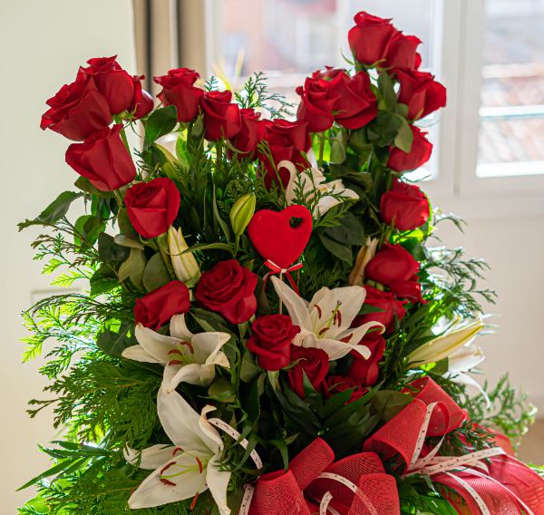Rosas con forma corazon Ramo con forma corazon